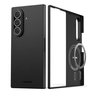 Imagem de Capa Thinborne compatível com Samsung Galaxy Z Fold 7, [fibra de aramida 600D] [magnética] [ultrafina] [estilo minimalista] [texturas de fibra de carbono]