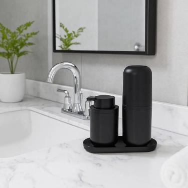 Imagem de 2X Kit Porta Sabonete Liquido Escova Dente Jogo Banheiro Lav