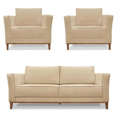 Imagem de Kit 2 Poltronas e Sofá Living 2 Lugares 1,90m Vega Linho Dou
