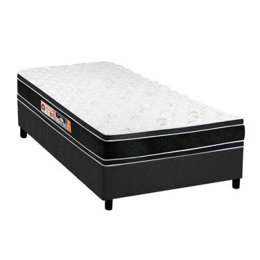 Imagem de Cama Box Solteiro: Colchão Espuma D33 Castor Black E White + Base Crc Suede Gray(88X188)