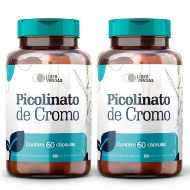 Imagem de Picolinato De Cromo 500mg 60 Capsulas - 2 Potes Controle Da Fome, Redução De Gordura E Energia!