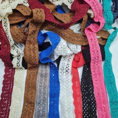 Imagem de 20m Ponto Palito Entremeio 2cm Renda Algodão azul preto artesanatos e 