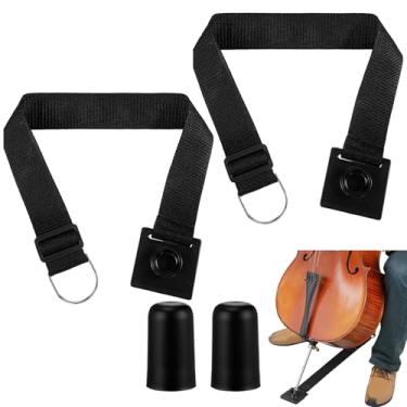Imagem de Pacote com 2 âncoras de pino de violoncelo, suporte de descanso antiderrapante com almofada de espuma espessa, alça ajustável para violoncelo com 2 pinos de borracha, acessórios musicais de desempenho
