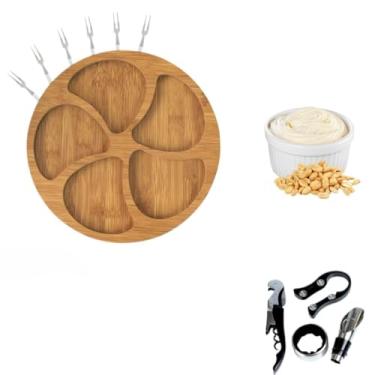Imagem de Kit Petisqueira Redonda Para Frios e Queijo Com Molheira Ramekin Garfinhos Acessórios Para Vinho(Modelo 4)