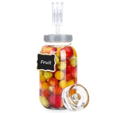 Imagem de Kit de jarra de fermentação de 1,8 g com pesos de fermentação e tampas de ventilação, frascos de vidro de boca larga com marca de escala para fazer e armazenar chucrute, picles (pacote com 1)
