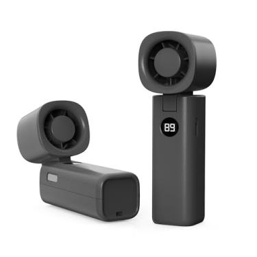 Imagem de Mizong Ventilador portátil pessoal, ventilador turbo portátil 3 em 1 de alta velocidade com vento de 5 marchas, mini USB pessoal com bateria recarregável de 4000 mAh para atividades ao ar livre/verão