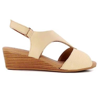 Imagem de Sandália Feminina Anabela Couro Vanilla Usaflex AI3701