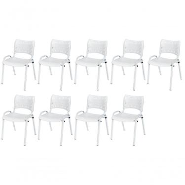 Imagem de Cadeira Iso Base Branco Igreja, Escola, Escritório - Branco Kit 9 Peças
