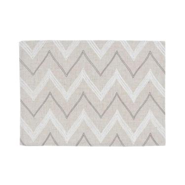 Imagem de Lugar Americano Retangular Em Tecido Poli-linho Ricamo 50x35cm Auguri Casa Zig Zag Cinza