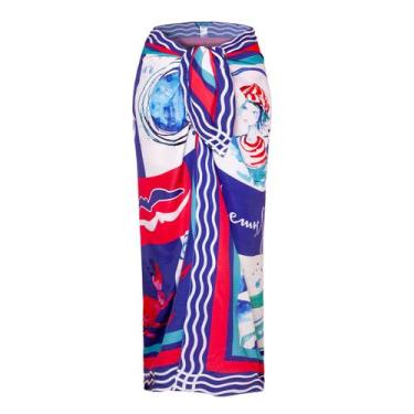 Imagem de Saia Pareo Viscose Harmony Anemoss 120 x 140 cm, Azul Marinho