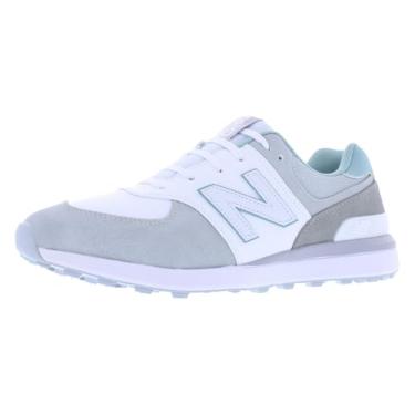 Imagem de New Balance Tênis de golfe feminino 574 Greens V2, Branco/cinza/azul-petróleo, 39