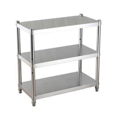 Imagem de Prateleiras de armazenamento de 3 camadas para garagem de cozinha, prateleiras de aço inoxidável, prateleiras de metal e rack de armazenamento industrial de cozinha (50 x 30 cm)