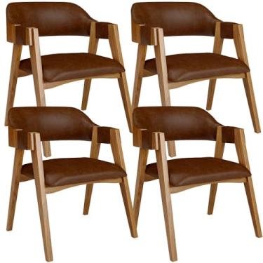 Imagem de Kit 04 Cadeiras Para Sala de Jantar e Estar Living Estofada Suran L02 Couríssimo Marrom - Lyam
