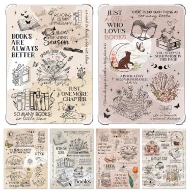 Imagem de TAKEALOOKO Papel cartolina para Kindle – 6 peças de inserções de capa traseira com tema de leitura vintage, cartões decorativos retrô para e-readers Kindle, presentes de livros para mulheres, 17,5 x