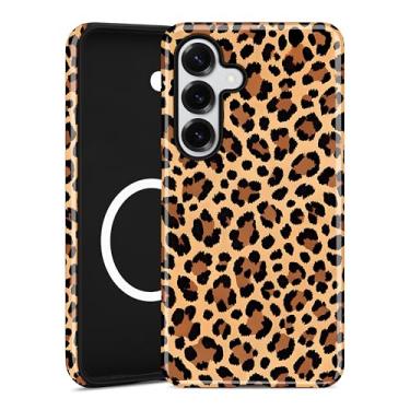 Imagem de Aitipy Capa de telefone magnética de guepardo para Samsung Galaxy A16 5G, compatível com MagSafe, linda estética marrom estampa de leopardo TPU macio e policarbonato rígido à prova de choque capa