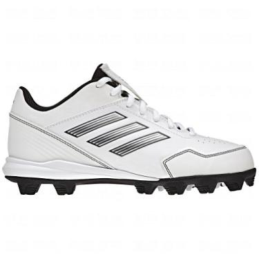 Imagem de adidas Tênis de basquete feminino Performance Abbott Wheelhouse MD (criança pequena/criança grande), Branco/Preto/Metálico/Prata, 11 Little Kid