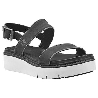 Imagem de Timberland Sandália feminina Safari Dawn com 2 faixas, Nobuck preto, 39