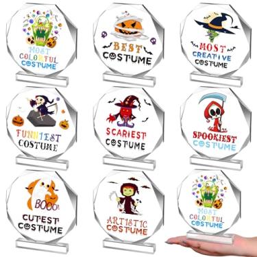 Imagem de XEQWZVFR 8 peças Acrílico Halloween Costume Contest Troféus Prêmio Acrílico Halloween Melhor Fantasia Esqueleto Troféus Crânio Halloween Costume Award Prêmio para Adultos Jogo de Concurso de Fantasia