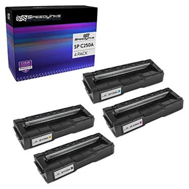 Imagem de Cartucho de toner de substituição compatível com tintas rápidas para Ricoh SP C250A (1 preto, 1 ciano, 1 magenta, 1 amarelo, 4 unidades)
