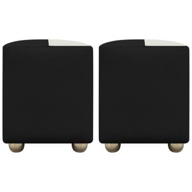 Imagem de Kit 2 Puffs Decorativos Quadrado Urban - Preto-Bege Corino