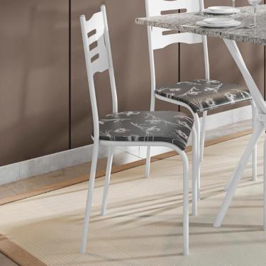 Imagem de Kit 4 Cadeiras 542 Sala Jantar Cozinha Pés Aço Tubular Floral Branco