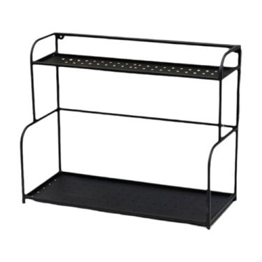 Imagem de YWJLQH Rack de tempero de 2 camadas, suporte de cosméticos de mesa multifuncional, prateleira de armazenamento de perfume para mesa, sala de estar e casa