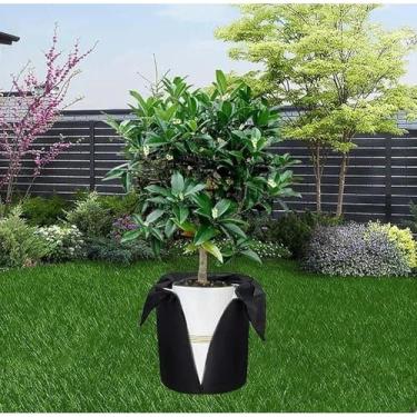 Imagem de 1 pacote com vaso de proteção para plantas de inverno - 45 x 50 cm bolsa de proteção para vaso de flores - capa de plantas de inverno anti-congelamento com cordão e zíper para árvores frutíferas ao ar