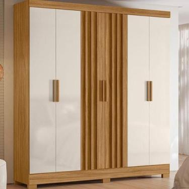 Imagem de Guarda Roupa Casal Ambiente Valença 6 Portas Freijó Off White  Moval