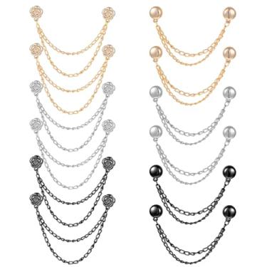 Imagem de YBEATY 12 peças de clipes magnéticos para roupas com botões magnéticos para camisa com corrente para fixação de camiseta encurtamento bainha de hijabs chapéus cachecóis roupas calças compridas pernas