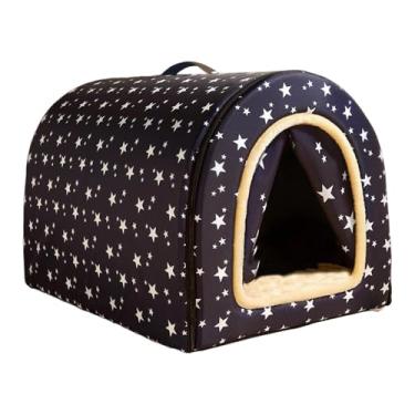 Imagem de Bothyi Cama-caverna para gatos, 2 formas de uso, fundo antiderrapante, abrigo quente e impermeável, tenda para animais de estimação, casinha para cães e, Estrela