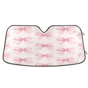 Imagem de ATTX Para-brisa de carro com arco rosa 139.7 cm x 70.1 cm escudo solar universal com proteção UV, persiana de janela frontal automática dobrável para caminhões Sedans SUVs #271