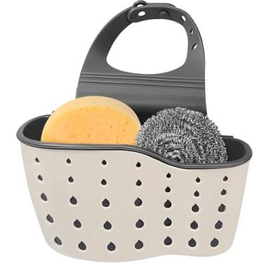 Imagem de ibasenice Cesta de drenagem suspensa - Prateleira de pia de cozinha, suporte de drenagem de esponja de sabão, suporte mais grosso, cesta suspensa dupla, organizador de gadgets de armazenamento
