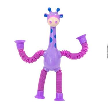 Imagem de Girafa Pop It Brinquedo Sensorial Estica Puxa com Luz Colorida, Ventosas, Plástico e Borracha, 19-40cm, 40g, Modelo CY2312