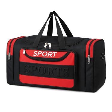 Imagem de Mochila Esportiva Viagem Treino Bolsa De Mao Multiuso Mala Bordo Sacola Academia Com Bolsos Vermelha