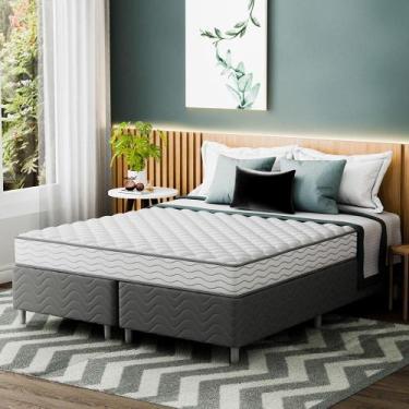 Imagem de Cama Box com Colchão Queen Howie Misto D33 (17x158x198) Branco e Cinza
