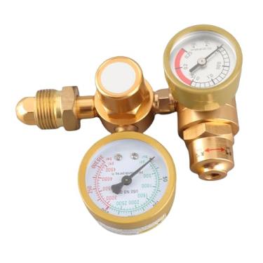 Imagem de Akozon Regulador de Soldagem a Gás para Argônio CO2 Com Medidor Duplo, Válvula Redutora de Pressão do Cilindro de 4500 Psi para Soldagem TIG MIG, Medidor de Vazão Ajustável Com Saída de 1/4 pol.