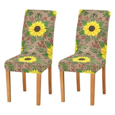 Imagem de Wassud Capas de cadeira vintage de girassóis para sala de jantar, capas de cadeira elásticas, capas de cozinha, laváveis, conjunto de 2