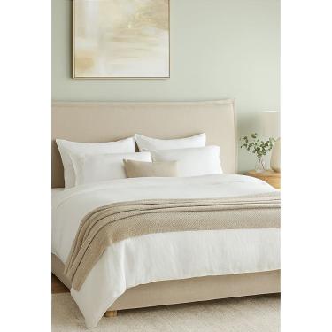 Imagem de Cabeceira Estofada Casal Italiana Não é Segredo Linho Cru 140x60