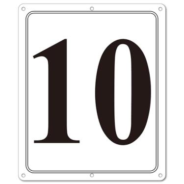 Imagem de i-CowFun Placa numerada de metal premium ao ar livre, refletiva 30,5 x 25,4 cm placas numeradas de alumínio grande 10 para estacionamento, quadra de tênis, campo, armazém, corredor, edifício, doca