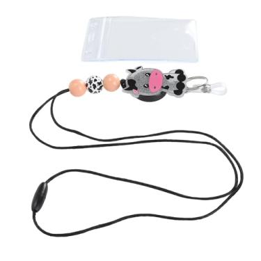 Imagem de aqxreight Porta-crachá Com Cordão Com Design de Contas de Desenho Animado Suporte de Cartão de ônibus Com Cabo de Nylon Ajustável para Escritório, Escola, Negócios, Tipo B, Material Macio e (5)