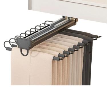 Imagem de Hhsdyl Varão Roupeiro Extensível, Suporte Pesado Calças Barra Ajustável Cabides Organizador Roupas Roupeiro Montado Topo Armazenamento Roupeiro,Gray,46cm
