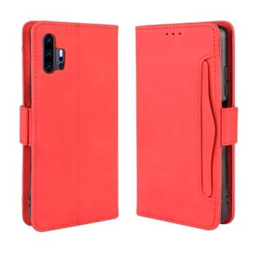 Imagem de Capa para Umidigi F2,Retro magnético Flip Case,Design de carteira de couro PU com slots de cartão removíveis -Red