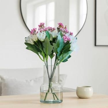 Imagem de Buquê Artificial de Flores Brancas com Sementes Rosa, 29cm de Altura, Kit com 3 Unidades, Decoração para Casa
