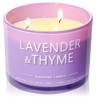 Imagem de Velas com aroma de lavanda e tomilho, 3 velas grandes para casa perfumadas, velas de soja de 350 ml, tempo de queima de 50 horas de duração, presentes de aniversário e Natal para mulheres e homens