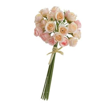 Imagem de Ｂｅｓｇａ Buquê de rosas rtificial, 27 cabeças, 31cm de haste longa, rosa elegante, bonita para arranjo de flores, decoração de mesa de casamento de fazenda, Champanhe