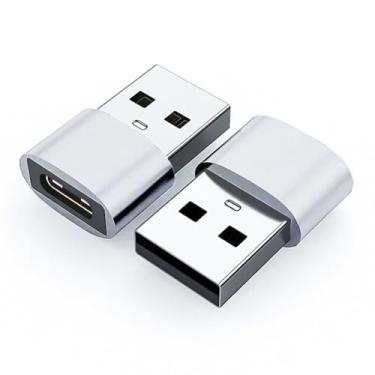 Imagem de Pacote com 2 adaptadores USB para USB-C, conversor tipo C fêmea para USB-A macho (pacote com 2)