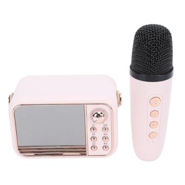 Imagem de Generic Máquina de karaokê Sem Fio, Relógio Digital, Alto-falante, Som retrô Claro, Portátil, Bateria de Longa Duração, Pequena Com Microfone para Viagens para Casa (Róseo)