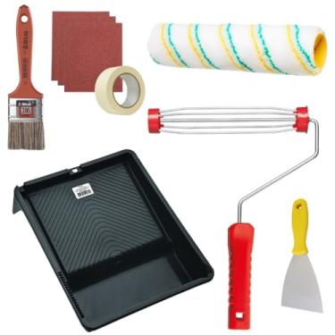 Imagem de Rolo de Pintura Poliamida + Suporte Garfo Gaiola 23cm + Bandeja 2,7L + Pincel Trincha 50mm + Espátula