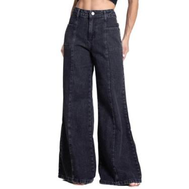 Imagem de Calça Jeans Sawary Super Wide Leg - 281830 - Preto 44, Preto, 44