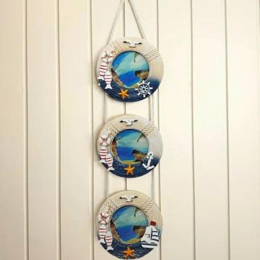 Imagem de Porta Retrato Parede Trio Redondo Decoração Casa Praia 60cm - Genérico